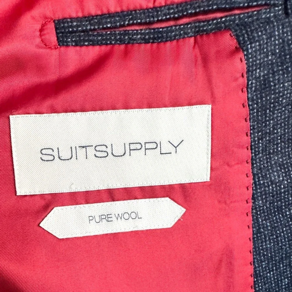 SUITSUPPLY Men's Sienna Single‎ Breasted Wool Blue Blazer Jacket Size 46R